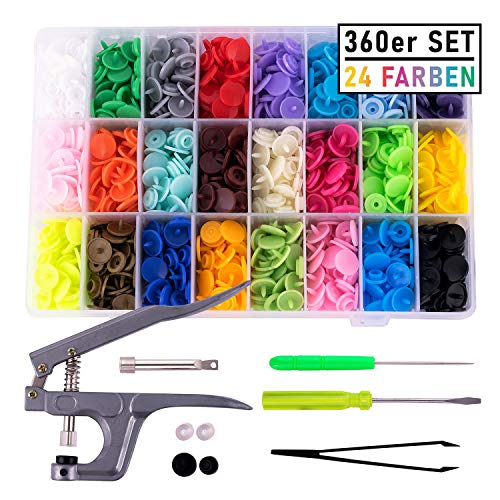 pajoma 360er Set 24 Farben T5 Druckknöpfe + Zange